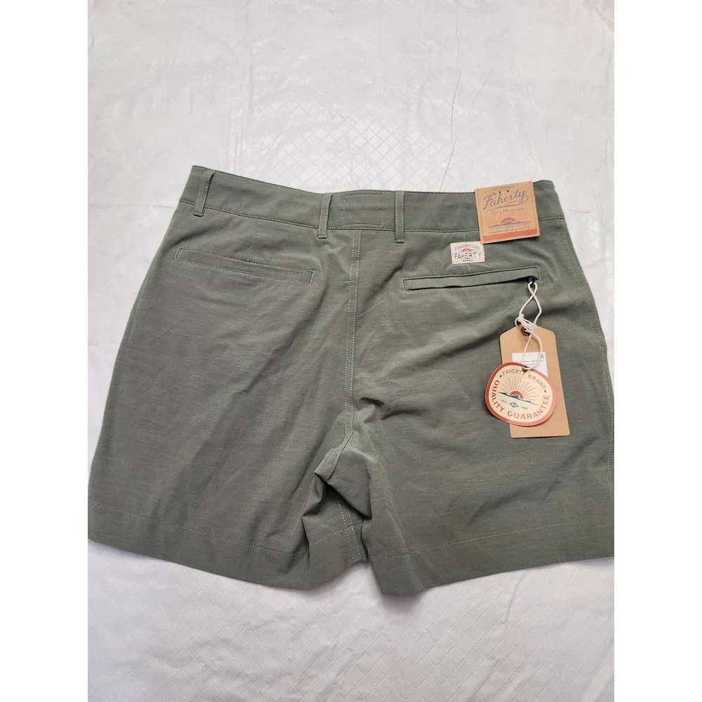 Faherty Shorts Mens 33 Green All Day Short 5 Inseam Stretch Chino Casual Summer